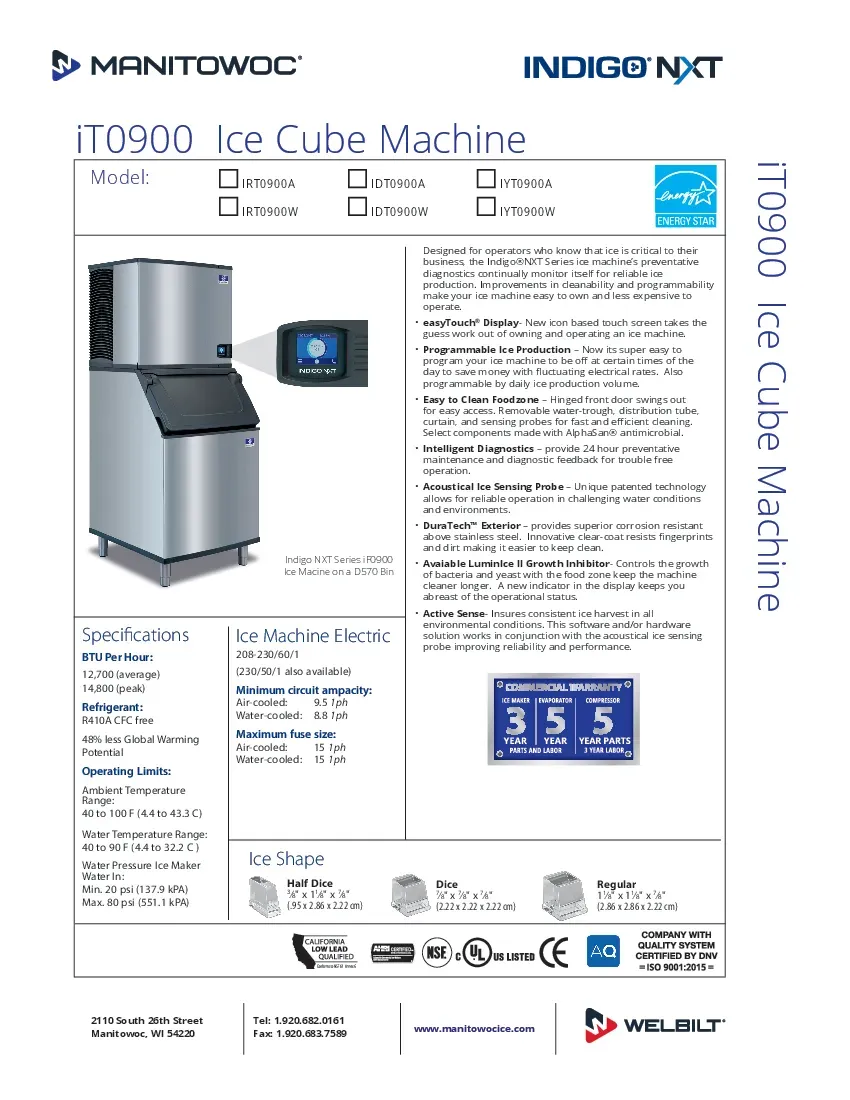 manitowoc-iyp0800a-251-ice-maker-cube-style-self-contained-specsheet-260719yqxn6n.pdf