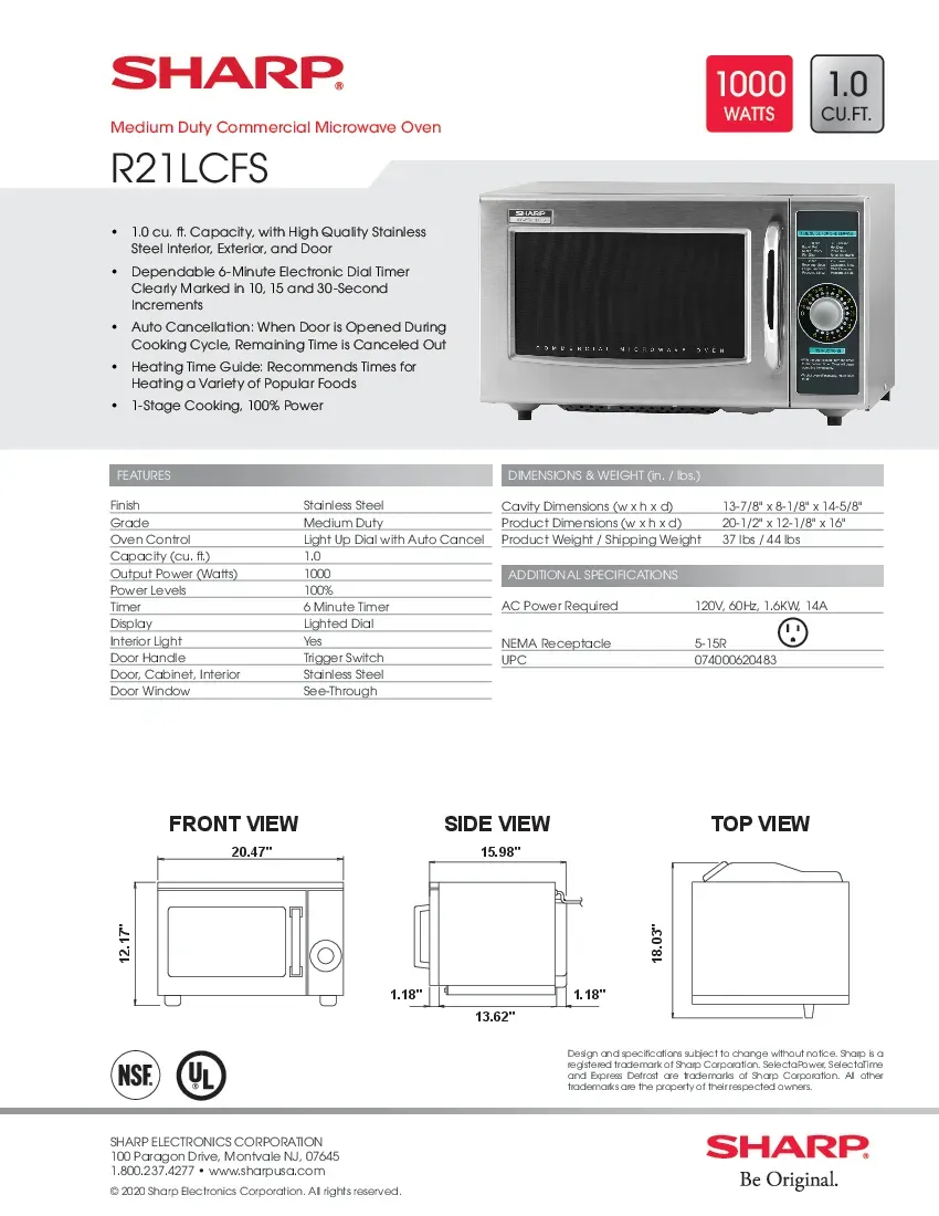 sharp-r21lcfs-microwave-oven-120v-medium-duty-1000-watts-specsheet-260719ccmnt4.pdf